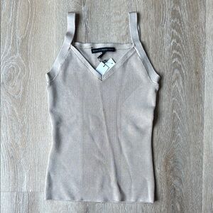 White House Black Market Tan Ribbed Fitted Tank Top